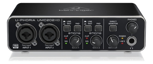 Interface de áudio Behringer U-Phoria UMC202HD preta