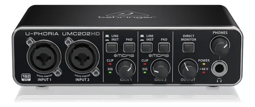 comprar Interface de áudio Behringer U-Phoria UMC202HD preta