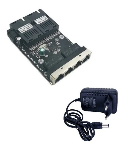 10 Placa Switch Fibra Conversor 4 Rj45 2 Sfp Ethernet +fonte