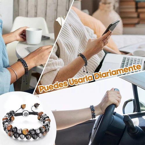 Pulsera Ojo De Tigre Obsidiana Hematites Brazalete Cuentas F