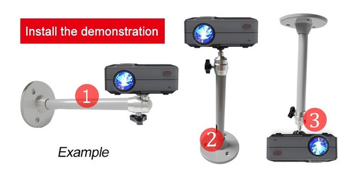 Imagen 7 de 10 de Soporte De Techo Universal Para Mini Proyector/cañon Con Cabezales Giratorios 360° Montaje Ajustable Escritorio/pared