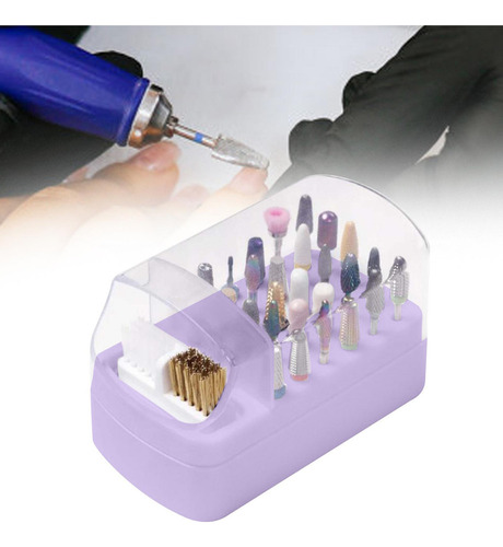 Soporte Para Brocas De Uñas 2 En 1, Estuche Para Violeta