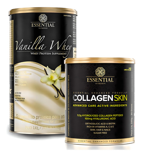 Kit Vanilla Whey Protein 900g + Collagen Skin 330g Essential