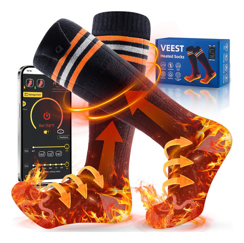 Calcetines Calentadores Eléctricos 5000mah Para Hombre Mujer Negro&gris
