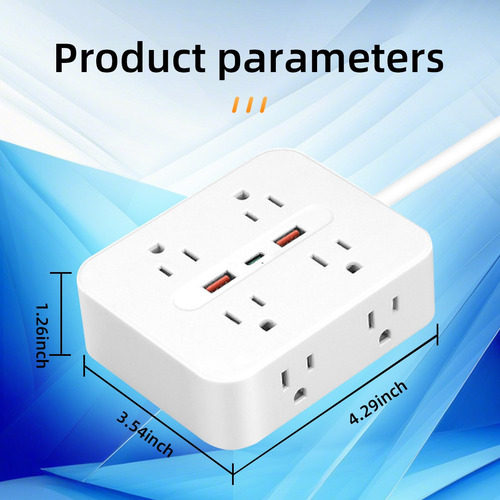 Placa Alimentación Multicontacto Con 6 Salidas 2usb 1type-c