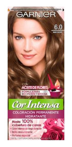 Kit Tintura, Oxidante Garnier  Cor intensa Kit Coloración Permnente Hidratante Garnier Cor Intensa tono 6.0 rubio oscuro 20Vol. para cabello