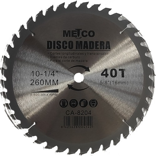 Disco Corte De Madera 10  X 1/4   24 Dientes Metco