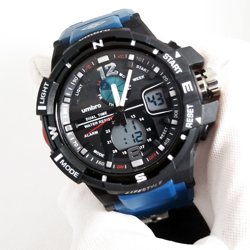 Relógio Pulso Umbro Azul Borracha Estilo G-shock Umb-012-5