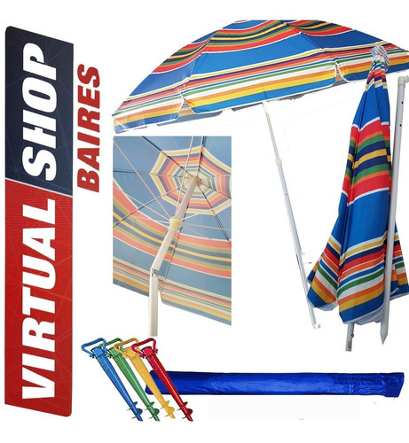 Sombrilla 2 Metros + Carpa Playera + Saca Arena + Fundas