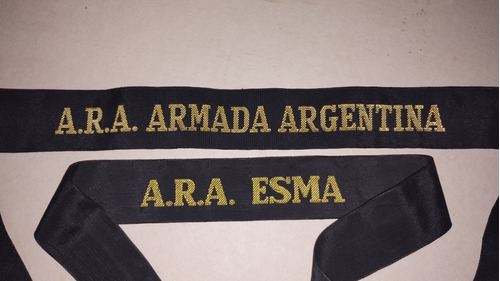 Cinta De Gorra Marinera Ara Esma + Ara Armada Argentina 