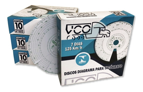 Kit 4 Caixa Disco Tacógrafo Semanal 125 Km Vco Similar Vdo