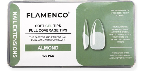 120 Tips Soft Gel Pre-limadas Almond Flamenco