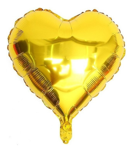 Globos Metalizados 45x45cm Corazón Lisos Brillantes Dorado