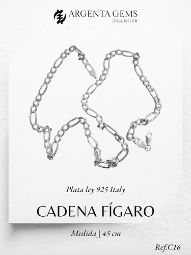 Cadena Figaro - Plata Ley 925 Italy