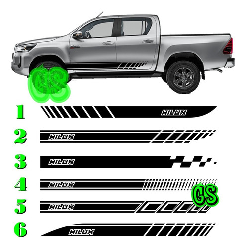 Sticker Adhesivo Franjas Laterales Puertas Pick-up Hilux Pro