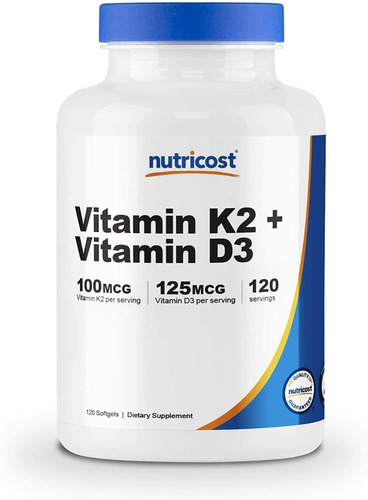 Nutricost Vitamin K2 100mcg + D3 125mcg, 120 Servings