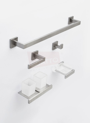 Esatto®set De 5 Accesorios Baño Cuadrados Acero Inox Ac-059
