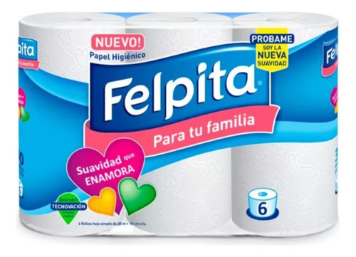 Papel Higienico Felpita 6 Rollos X 30 Metros Hoja Simple