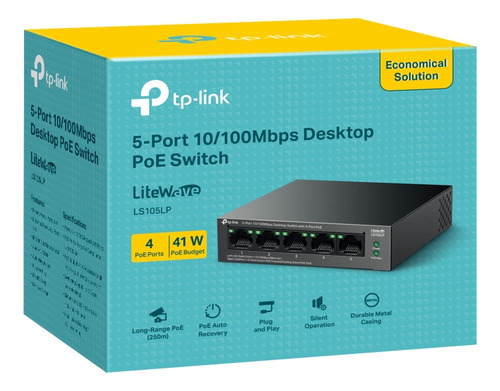 Switch 5 Puertos Con 4 Puertos Poe 10/100mbps Ls105lp