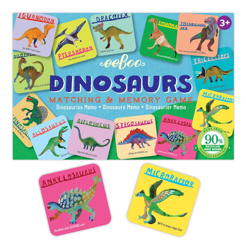 Eeboo Dinosaurs Little Memory And Matching Game, 3 Años