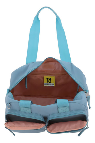 Bolso De Mano Y Hombro Grande Chenson 1818 Zilp Color Azul Acabado De Los Herrajes Níquel Color Azul Acero Correa De Hombro Azul Acero Diseño De La Tela Lisa