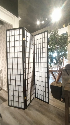 Imagen 6 de 7 de Biombo Negro 4 Paneles Con Cuadros. Biombo Decorativo