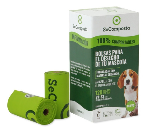 Caja Bolsas Compostable Desechos De Mascotas (8x15 Bolsas)