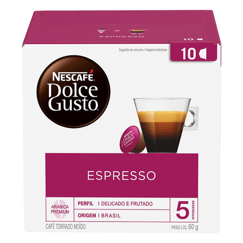 Café em Cápsula Torrado e Moído Espresso Nescafé Dolce Gusto Caixa 60g 10 Unidades