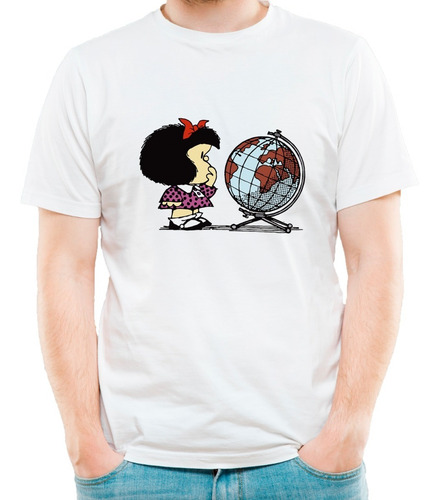 Remera Mafalda Globo Mundo Modal Premium Hombre Mujer Niños