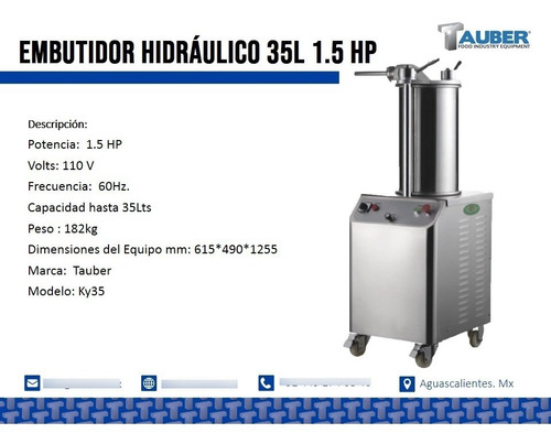 Imagen 2 de 2 de Embutidor Industrial Hidráulico 35l Tauber