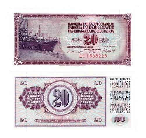 Yugoslavia - Billete 20 Dinara 1981 - Unc