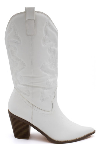 Botas Vaqueras Casual Para Mujer Hanna Mx Ryder White 