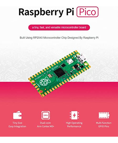 Adept Raspberry Pi Pico Con Cabezal Presoldado Y Cable Usb