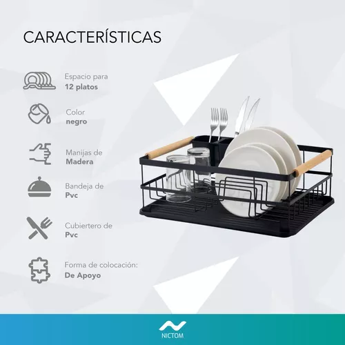 Secaplatos Escurridor Nictom EP01 Blanco Acero Pintado Bandeja Cubiertero  Escurre Platos