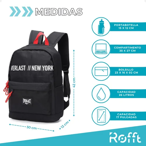 Mochila Negra Deportiva Everlast Original Running Urbana - $ 33.440