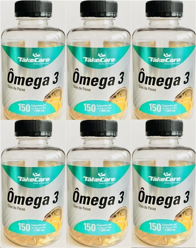 Kit 6 Ômega 3 1000mg Óleo De Peixe 150 Caps Epa 540 Dha 360