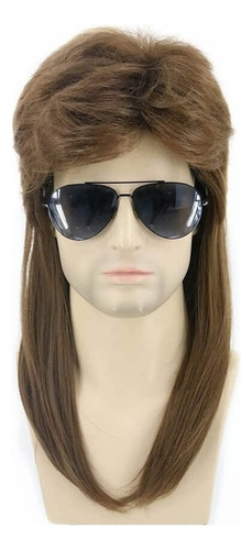 Peruca Masculina Mullet Guera Rockera Hippie Cosplay Hallowe