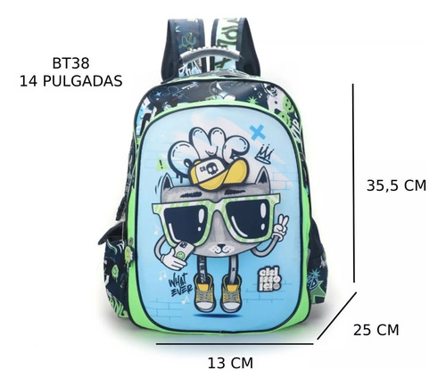 Mochila Espalda Chimola 14 Gato Cat Dog Oso Dino Animales