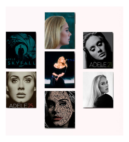 Cuadro Decorativo Adele Discografia Album 7 Piezas Musica 