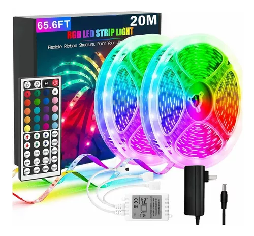 Kit 20 Metros Tira Luces Led 5050 Luz Rgb + Control + Fuente