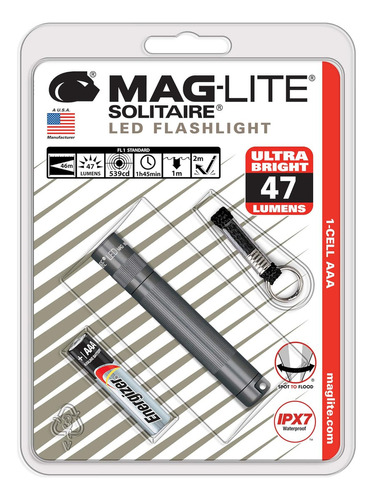Lanterna LED Mini Maglite Solitaire 47 lúmens Chaveiro Lanterna cinza