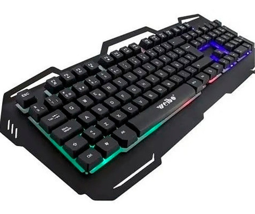 Teclado Gamer Metálico Wb-539 Retroiluminado Usb Ergonómico