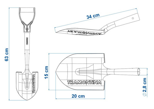 Imagem 4 de 5 de Pa De Bico Pequena Com Cabo 45cm Top Tramontina 77498404