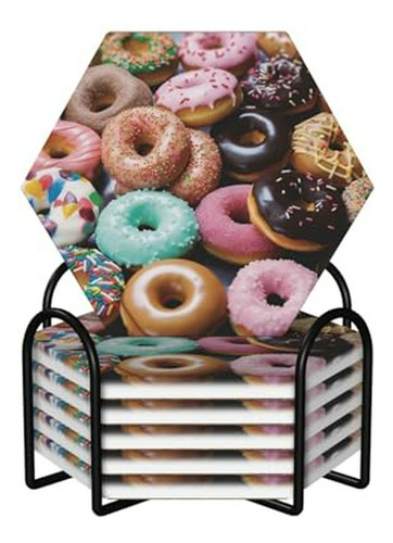 Posavasos Cemicra Donuts Set X6 Con Soporte Metálico