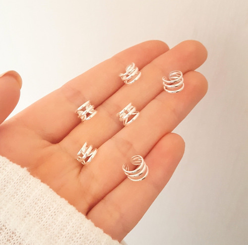 Aro Bidu Tres Líneas De Plata 925