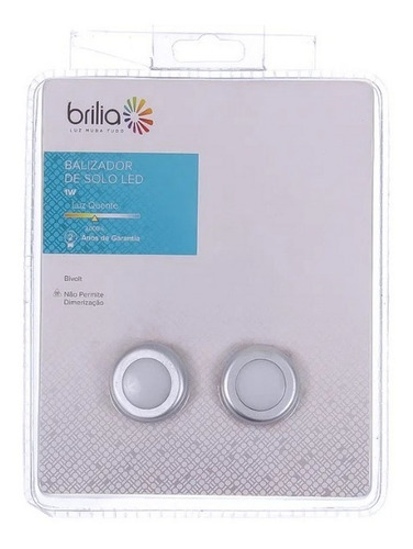Imagem 1 de 6 de Kit Com 2 Balizador De Solo Led 1w Brilia 3000k