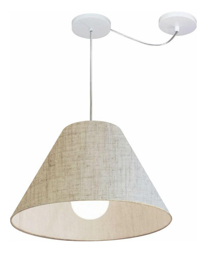 Lustre Pendente Cone Desvio Rustico Bege Mj-4272 Mesa Jantar