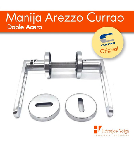 Imagen 3 de 7 de Manija Arezzo Doble Acero Picaporte Currao Puerta Full