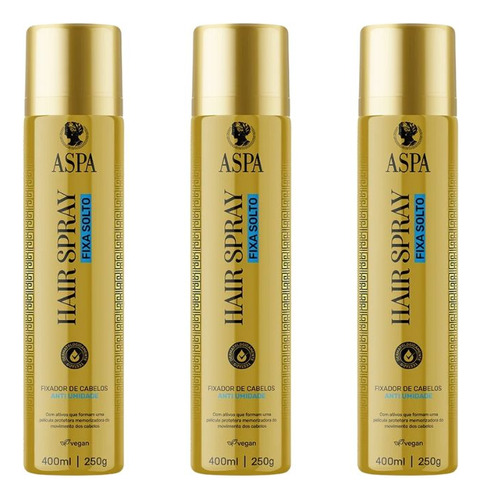 Hair Spray Fixador Aspa Fixa Solto 400ml-kit C/3un