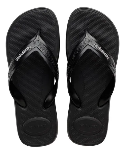 Vista superior do par de chinelos Havaianas Top Max Comfort na cor preta